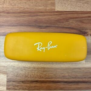 Ray Ban Yellow Eyeglass Hard Case Glasses Protector Hinged Clamshell Felt Lined